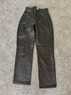 Abercrombie Black Faux Leather Straight-Leg Pants